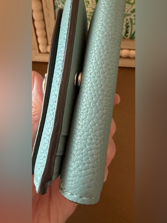 Coach Pebbled Leather Small Wallet in Light Blue - Picture 12 of 14